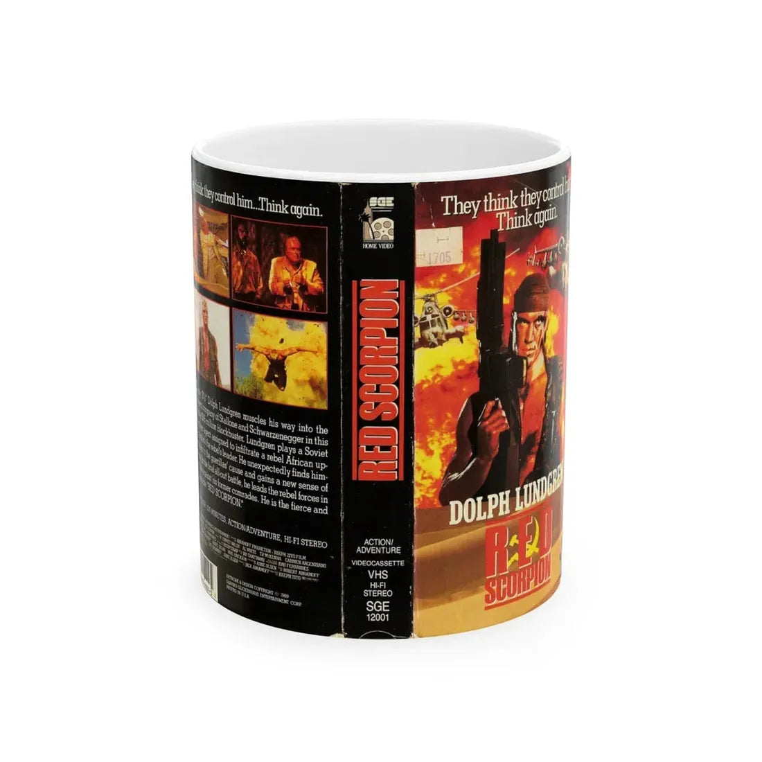 RED SCORPION (VHS COVER) - White Coffee Mug 11oz - Go Mug Yourself