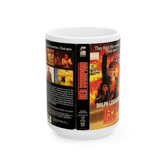 RED SCORPION (VHS COVER) - White Coffee Mug 15oz - Go Mug Yourself