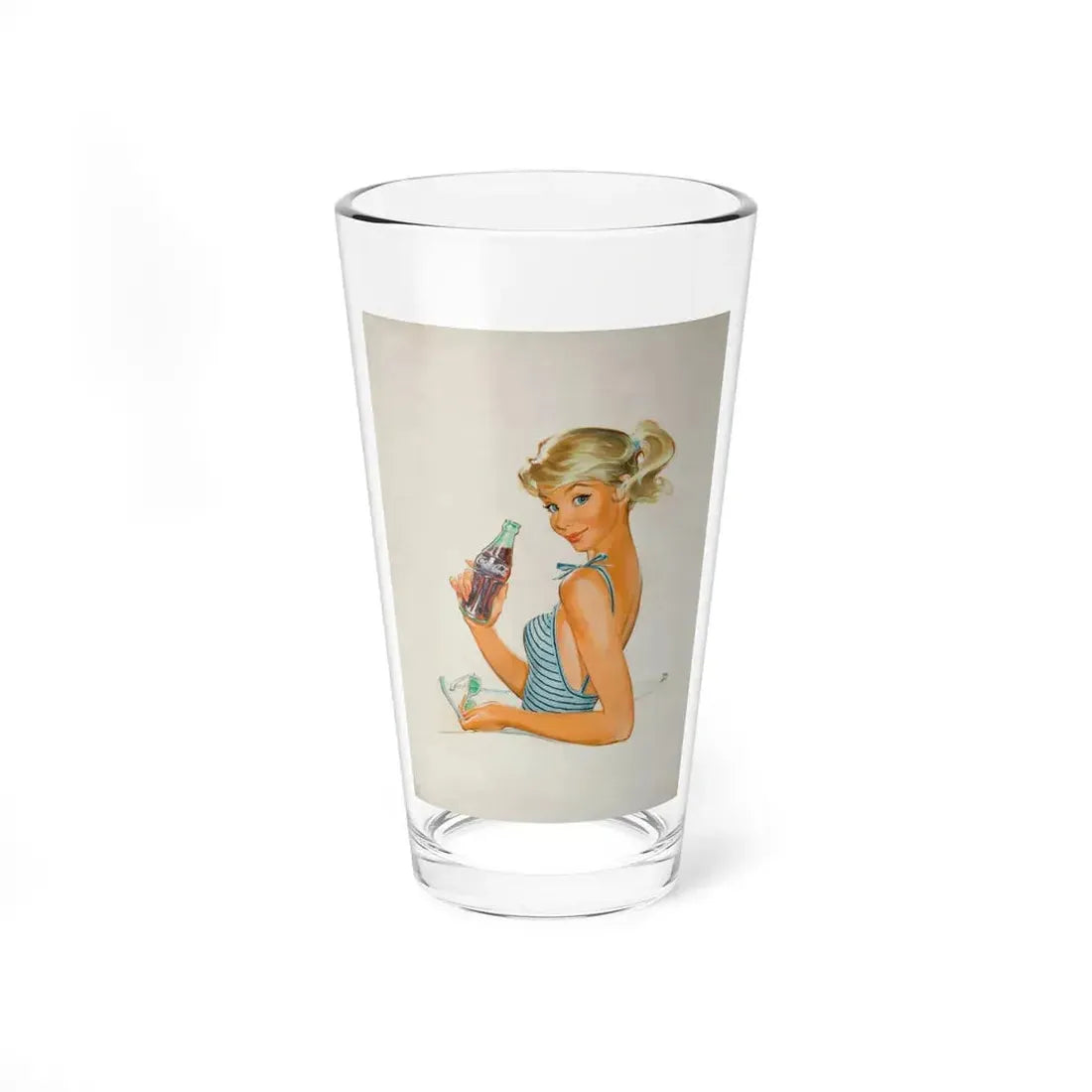 Refreshment on the Beach, Coca-Cola advertisement (Magazine Illustration) Pint Glass 16oz 16oz - Go Mug Yourself
