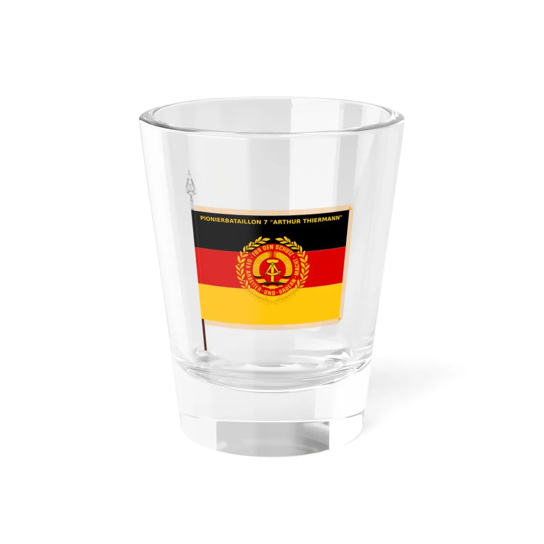 Regimental colours of NVA East Germany 7 Pirna PionierBattaillon Arthur Thiermann (Germany) Shot Glass 1.5oz 1.5oz - Go Mug Yourself