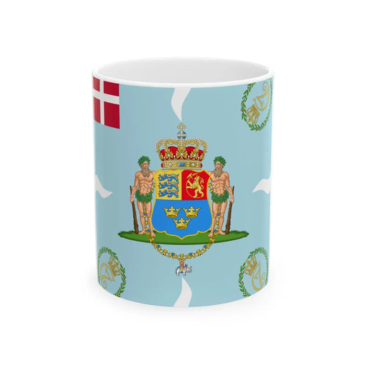 Regimental flag of Crown Princes Regiment Denmark (Denmark) White Coffee Mug 11oz - Go Mug Yourself
