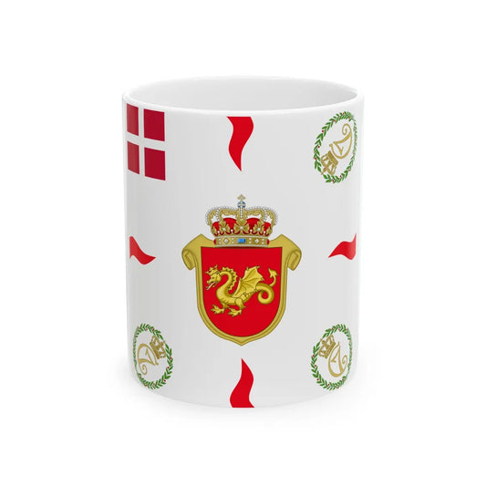 Regimental flag of Funen Infantry Regiment (Denmark) White Coffee Mug 11oz - Go Mug Yourself