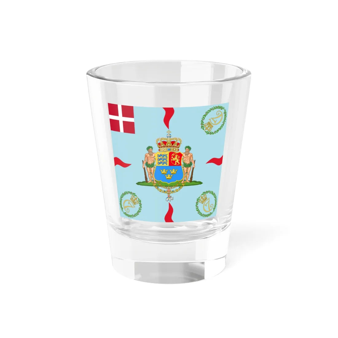 Regimental flag of Kings Regiment Denmark (Denmark) Shot Glass 1.5oz 1.5oz - Go Mug Yourself