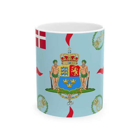 Regimental flag of Kings Regiment Denmark (Denmark) White Coffee Mug 11oz - Go Mug Yourself