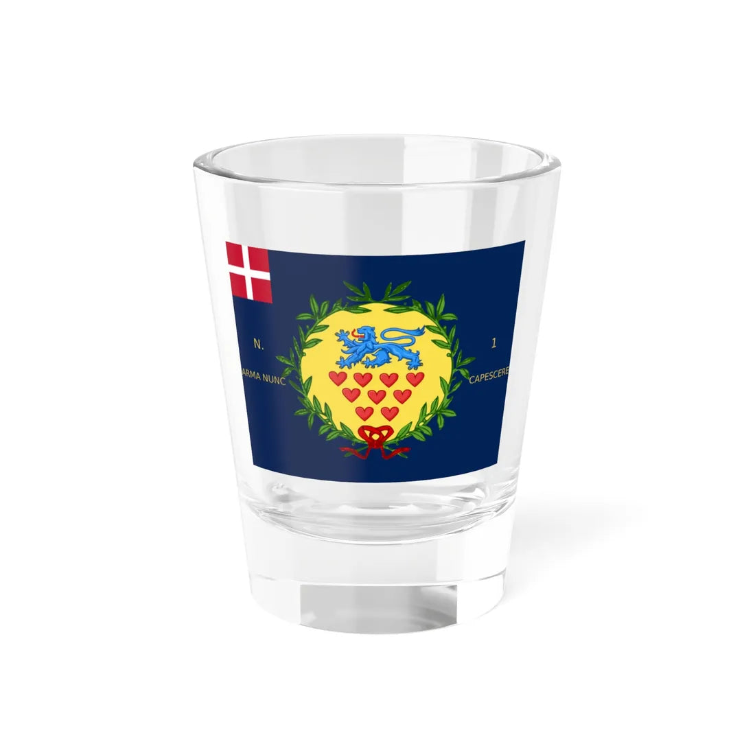 Regimental flag of Northern Jutland National Regiment of foot (Denmark) Shot Glass 1.5oz 1.5oz - Go Mug Yourself