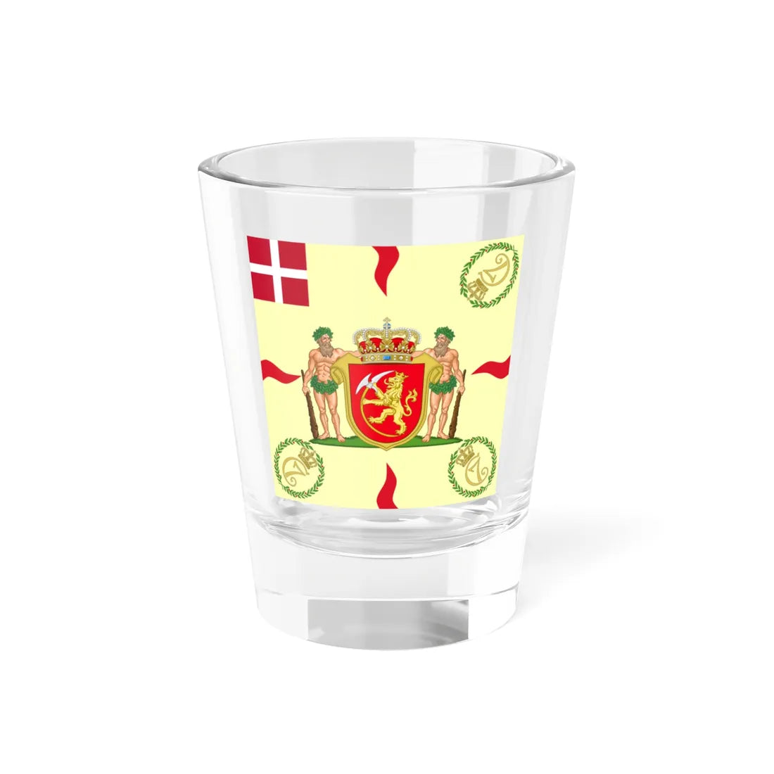 Regimental flag of Norwegian Infantry Regiment (Denmark) Shot Glass 1.5oz 1.5oz - Go Mug Yourself