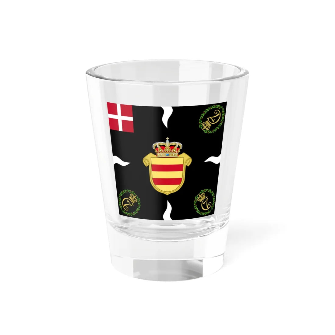 Regimental flag of Oldenburg Infantry Regiment 2 (Denmark) Shot Glass 1.5oz 1.5oz - Go Mug Yourself