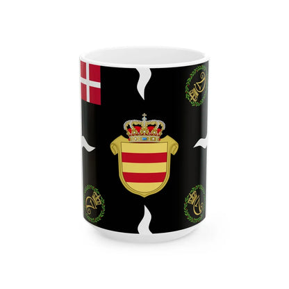 Regimental flag of Oldenburg Infantry Regiment 2 (Denmark) White Coffee Mug 15oz - Go Mug Yourself