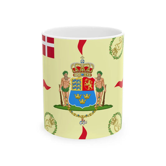 Regimental flag of Prince Frederiks Armed Infantry Regiment (Denmark) White Coffee Mug 11oz - Go Mug Yourself