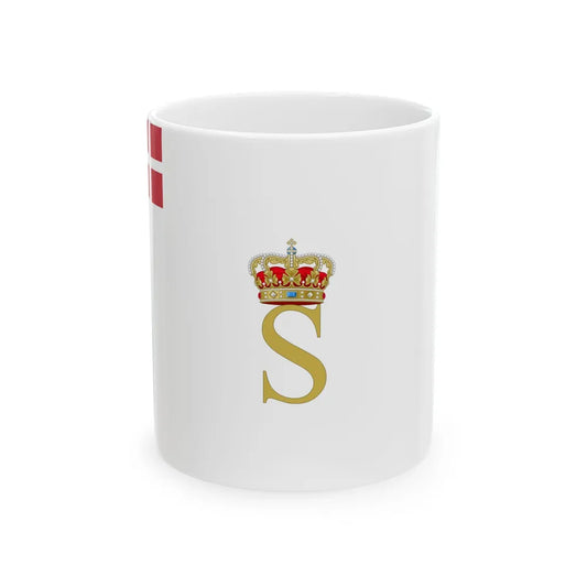 Regimental flag of Queens Life Regiment (Denmark) White Coffee Mug 11oz - Go Mug Yourself
