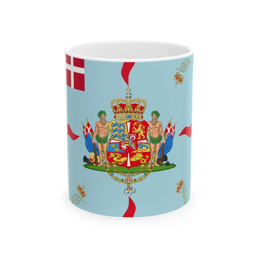 Regimental flag of Queens Regiment of Foot Denmark (Denmark) White Coffee Mug 11oz - Go Mug Yourself