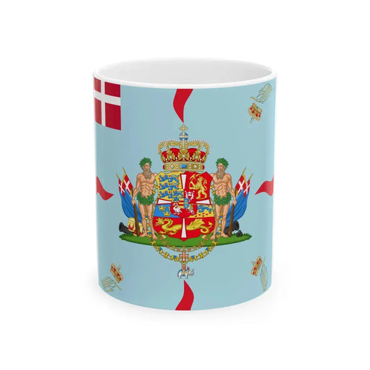 Regimental flag of Queens Regiment of Foot Denmark (Denmark) White Coffee Mug 11oz - Go Mug Yourself