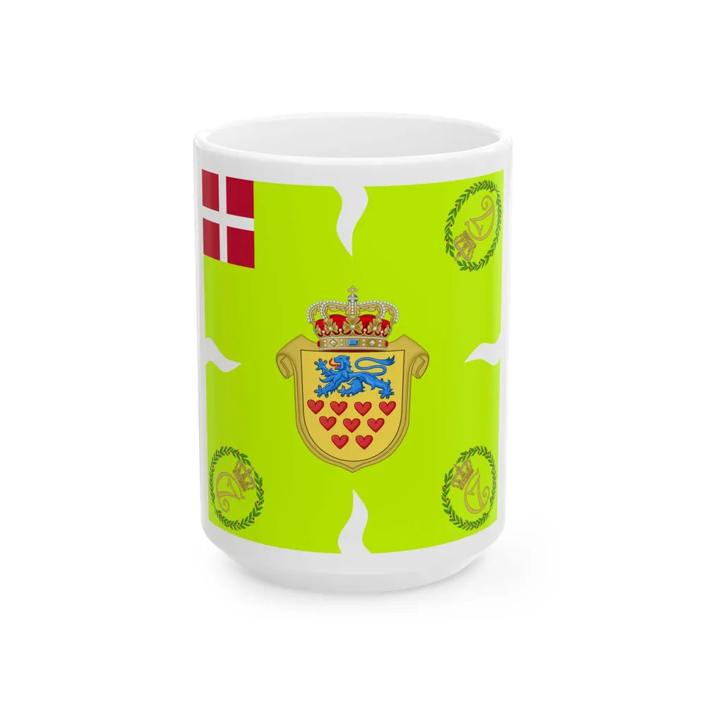Regimental flag of Ribe Infantry Regiment (Denmark) White Coffee Mug 15oz - Go Mug Yourself