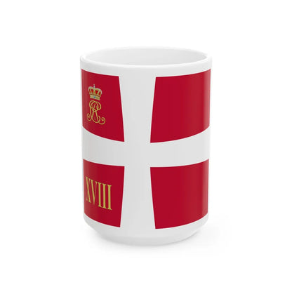 Regimental standard of 18 Battalion of Denmark 1912-1947 (Denmark) White Coffee Mug 15oz - Go Mug Yourself