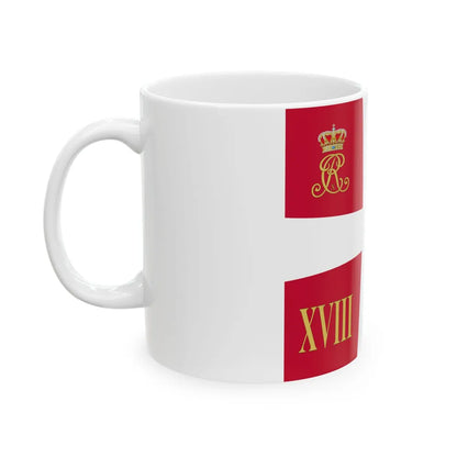 Regimental standard of 18 Battalion of Denmark 1912-1947 (Denmark) White Coffee Mug - Go Mug Yourself
