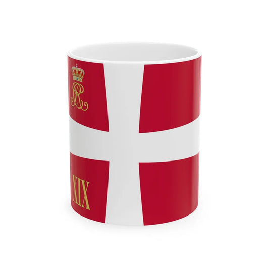Regimental standard of 19 Battalion of Denmark 1912-1947 (Denmark) White Coffee Mug 11oz - Go Mug Yourself