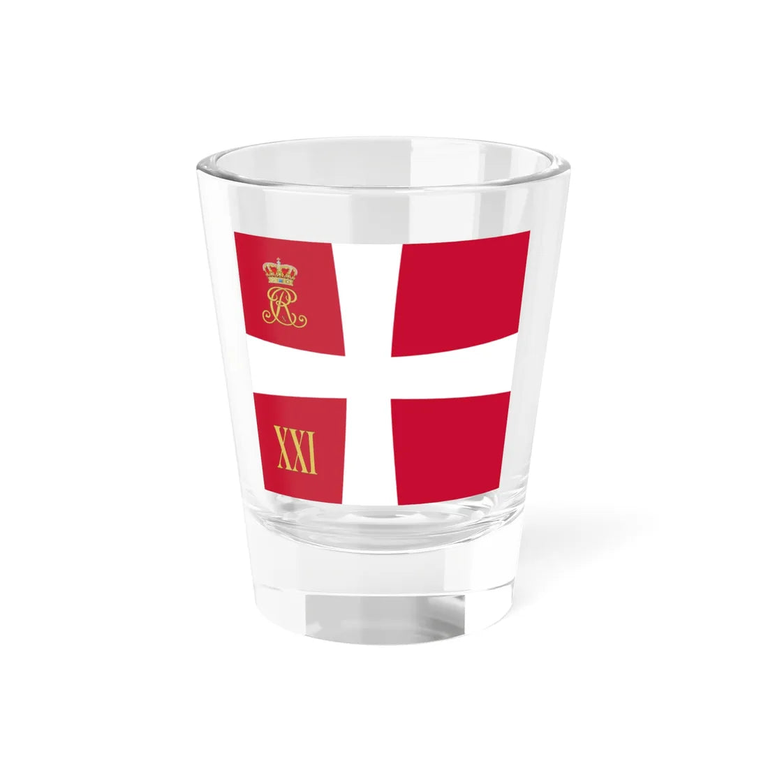 Regimental standard of 21 Battalion of Denmark 1912-1947 (Denmark) Shot Glass 1.5oz 1.5oz - Go Mug Yourself