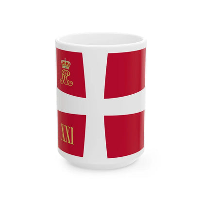Regimental standard of 21 Battalion of Denmark 1912-1947 (Denmark) White Coffee Mug 15oz - Go Mug Yourself