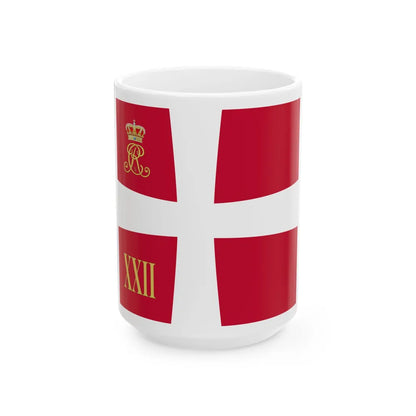 Regimental standard of 22 Battalion of Denmark 1912-1947 (Denmark) White Coffee Mug 15oz - Go Mug Yourself