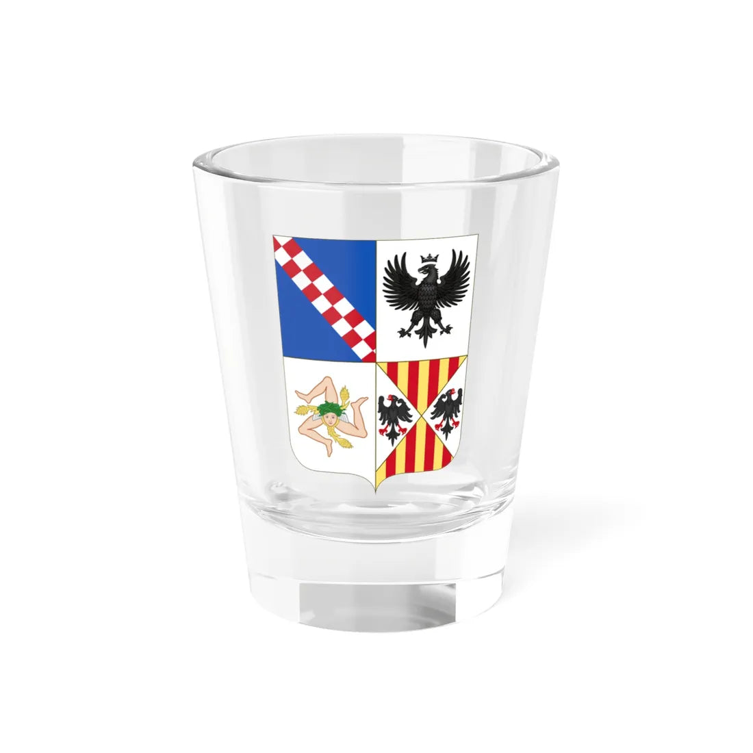 Regione Sicilia-Stemma Gonfalone (Italy) (Coat of Arms) Shot Glass 1.5oz 1.5oz - Go Mug Yourself