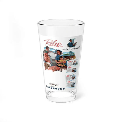 Relax... with Greyhound, advertisement, Collier's, July 31, 1948 (Magazine Illustration) Pint Glass 16oz 16oz - Go Mug Yourself
