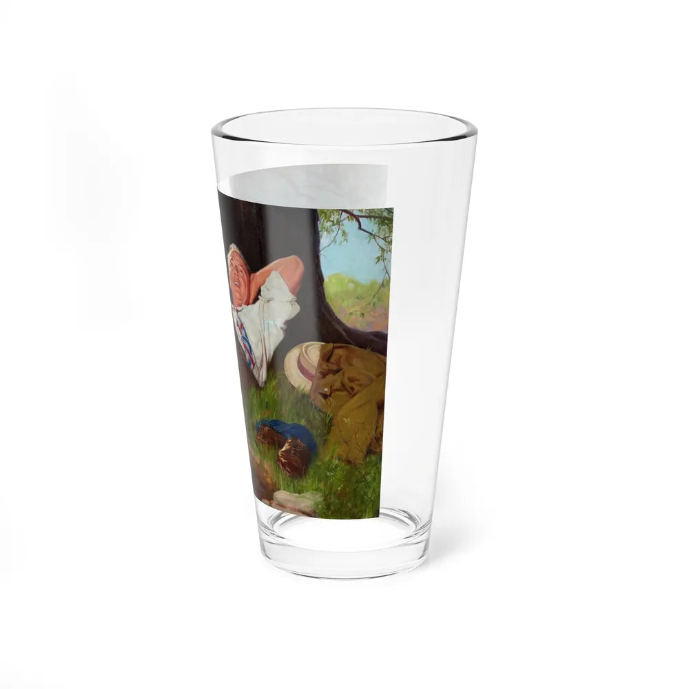 Relaxing Under a Tree (Magazine Illustration) Pint Glass 16oz-Go Mug Yourself