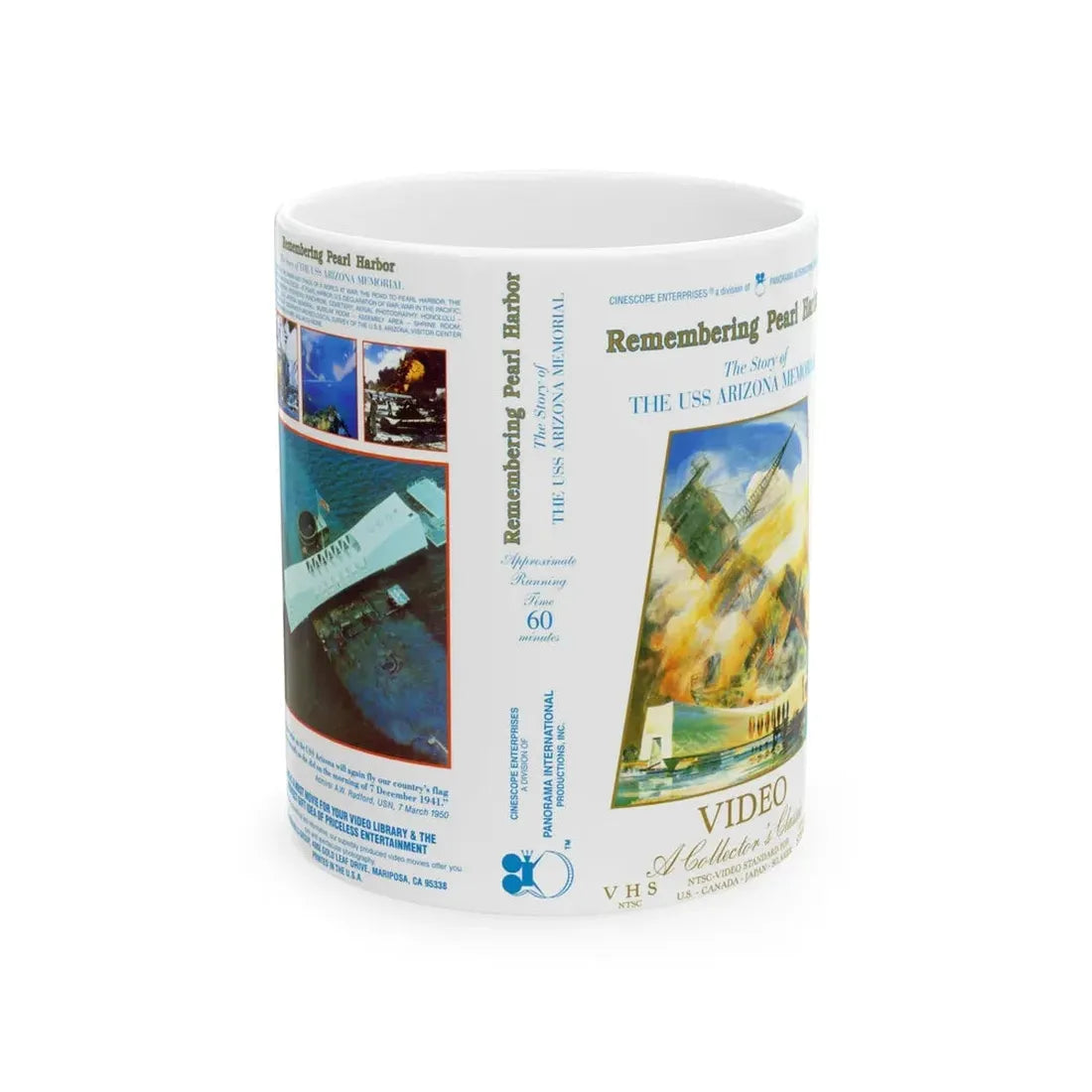 REMEMBERING PEARL HARBOR THE STORY OF THE USS ARIZONA MEMORIAL (VHS COVER) - White Coffee Mug 11oz - Go Mug Yourself