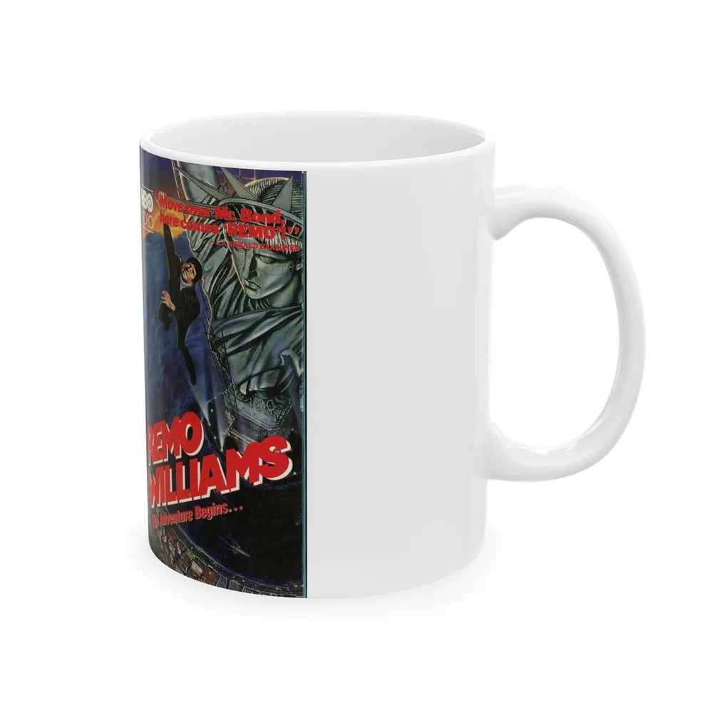 REMO WILLIAMS THE ADVENTURE BEGINS HBO VIDEO (VHS COVER) - White Coffee Mug-Go Mug Yourself