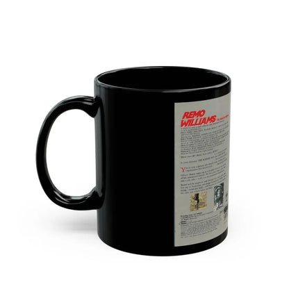 REMO WILLIAMS THE ADVENTURE BEGINS (VHS COVER) - Black Coffee Mug - Go Mug Yourself