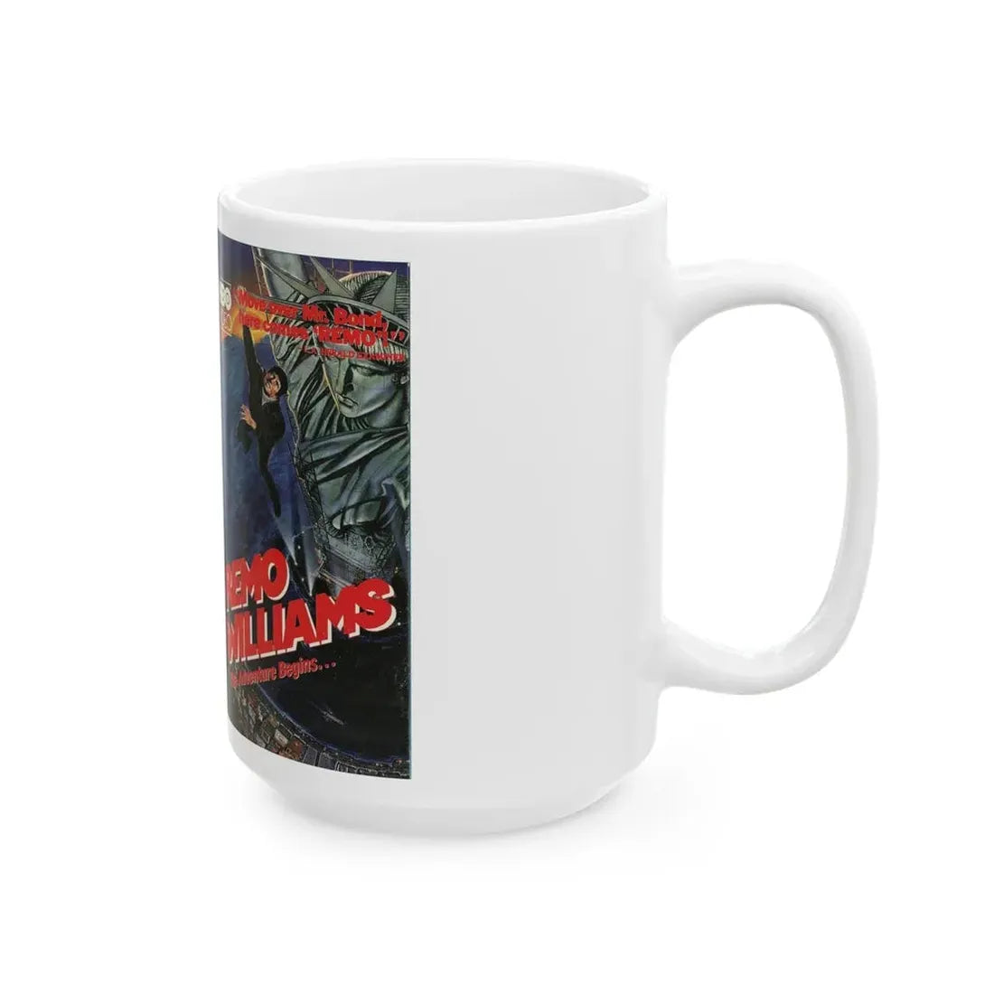 REMO WILLIAMS THE ADVENTURE BEGINS (VHS COVER) - White Coffee Mug - Go Mug Yourself