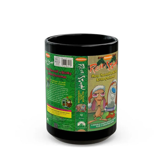 REN AND STIMPY HAVE YOURSELF A STINKY LITTLE CHRISTMAS (VHS COVER) - Black Coffee Mug 15oz - Go Mug Yourself