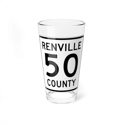 Renville County 50 MN (Minnesota) (Road Sign) Pint Glass 16oz 16oz - Go Mug Yourself