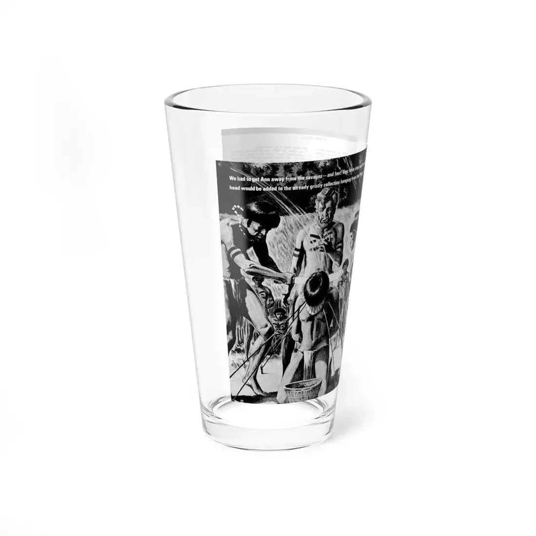 Rescue The Blonde From The Headhunters, True Men Stories, February 1972 (Magazine Illustration) Pint Glass 16oz - Go Mug Yourself