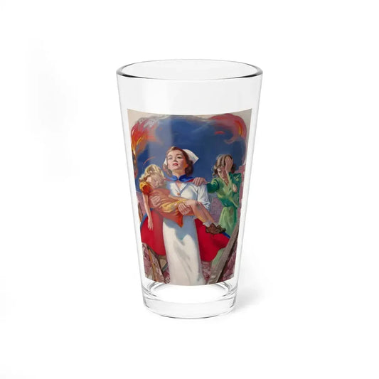 Rescuing the Children, probable Red Cross advertisement (Magazine Illustration) Pint Glass 16oz 16oz - Go Mug Yourself