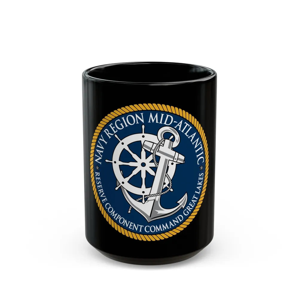 Reserve Component Comm Great Lakes Navy Reg Mid At (U.S. Navy) Black Coffee Mug-15oz-Go Mug Yourself