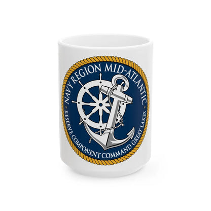 Reserve Component Comm Great Lakes Navy Reg Mid At (U.S. Navy) White Coffee Mug-15oz-Go Mug Yourself