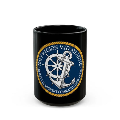 Reserve Component Comm Great Lakes Navy Reg Mid At (U.S. Navy) Black Coffee Mug 15oz - Go Mug Yourself