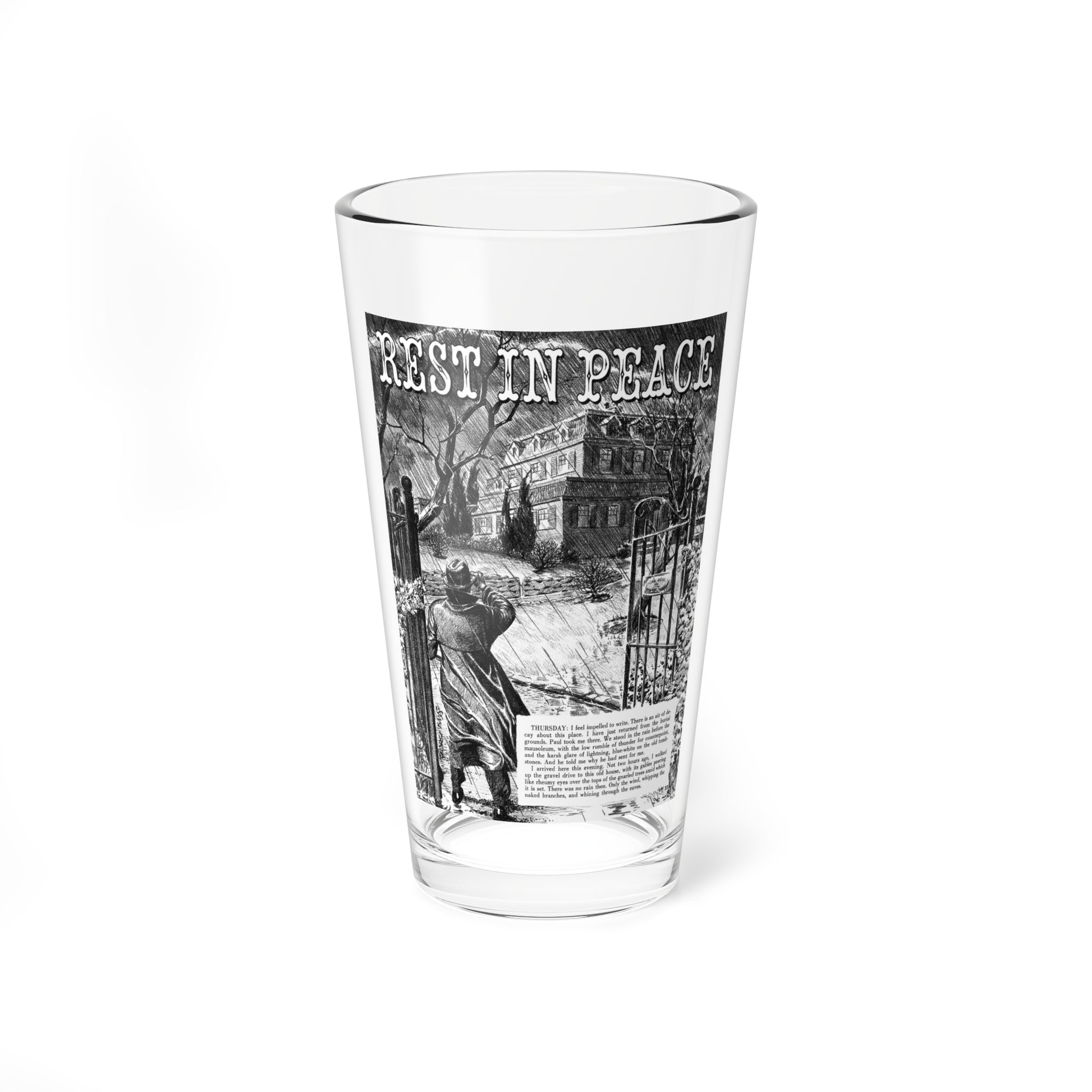 Rest in Peace, Terror Illustrated, December 1955 (Magazine Illustration) Pint Glass 16oz-16oz-Go Mug Yourself