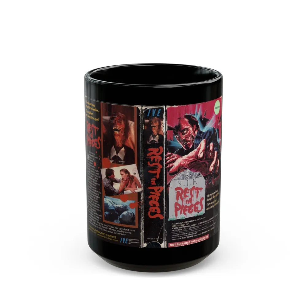 REST IN PIECES (VHS COVER) - Black Coffee Mug-15oz-Go Mug Yourself