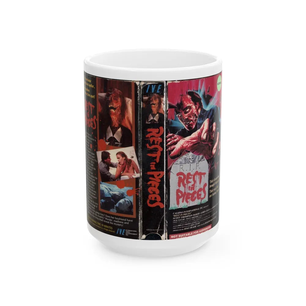 REST IN PIECES (VHS COVER) - White Coffee Mug-15oz-Go Mug Yourself