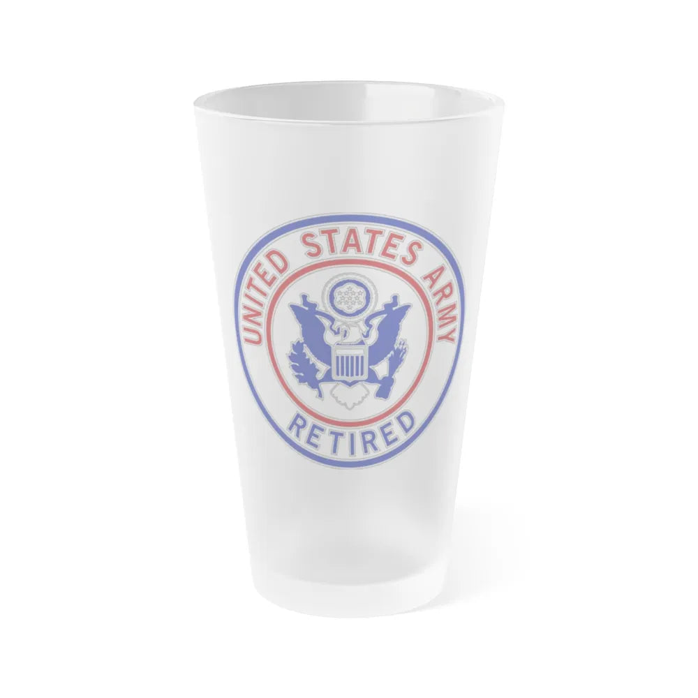 Retired Service Identification Badge 2 (U.S. Army) Frosted Pint Glass 16oz-Go Mug Yourself