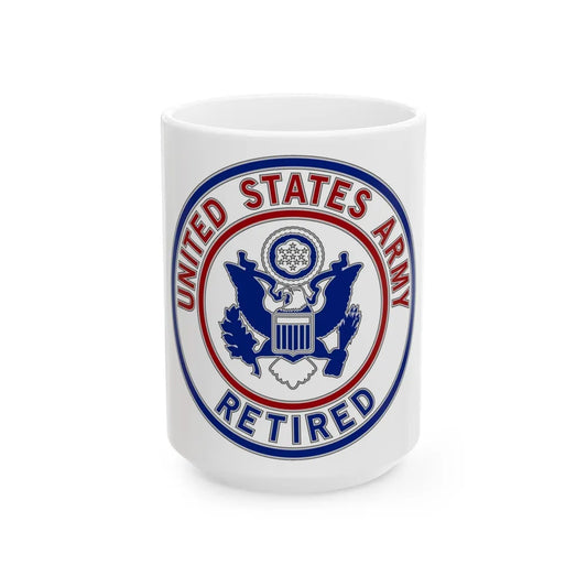 Retired Service Identification Badge 2 (U.S. Army) White Coffee Mug-15oz-Go Mug Yourself