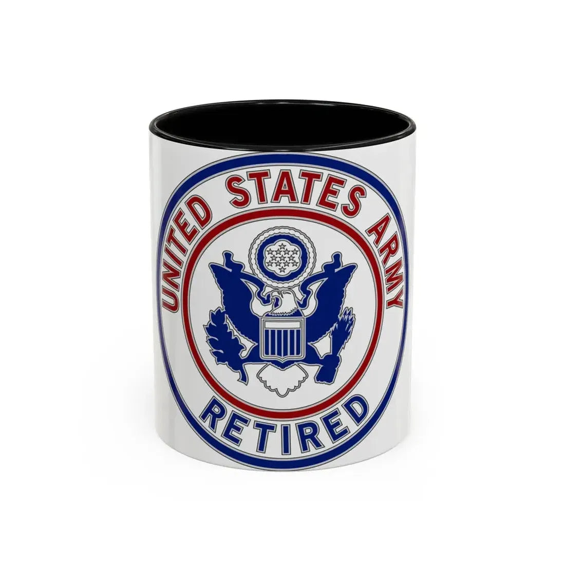 Retired Service Identification Badge 2 (U.S. Army) Accent Coffee Mug 11oz Black - Go Mug Yourself
