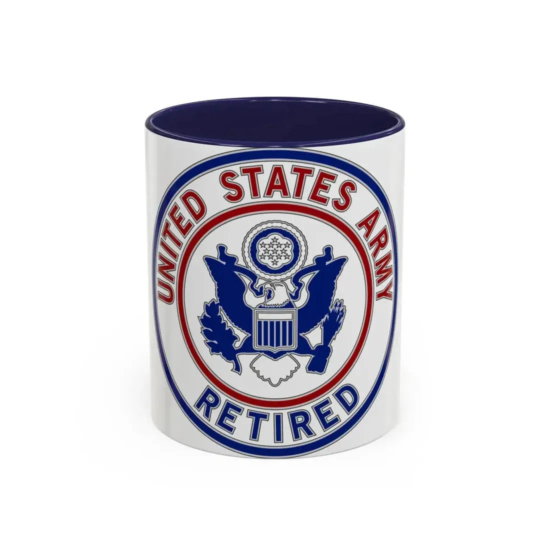 Retired Service Identification Badge 2 (U.S. Army) Accent Coffee Mug 11oz Navy - Go Mug Yourself