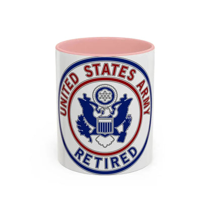 Retired Service Identification Badge 2 (U.S. Army) Accent Coffee Mug 11oz Pink - Go Mug Yourself