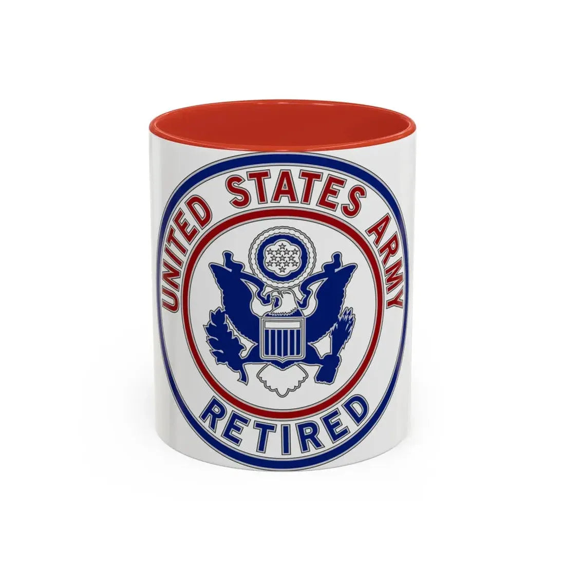 Retired Service Identification Badge 2 (U.S. Army) Accent Coffee Mug 11oz Red - Go Mug Yourself