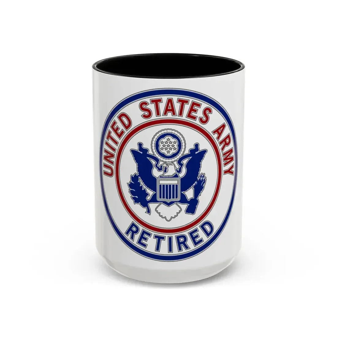 Retired Service Identification Badge 2 (U.S. Army) Accent Coffee Mug 15oz Black - Go Mug Yourself