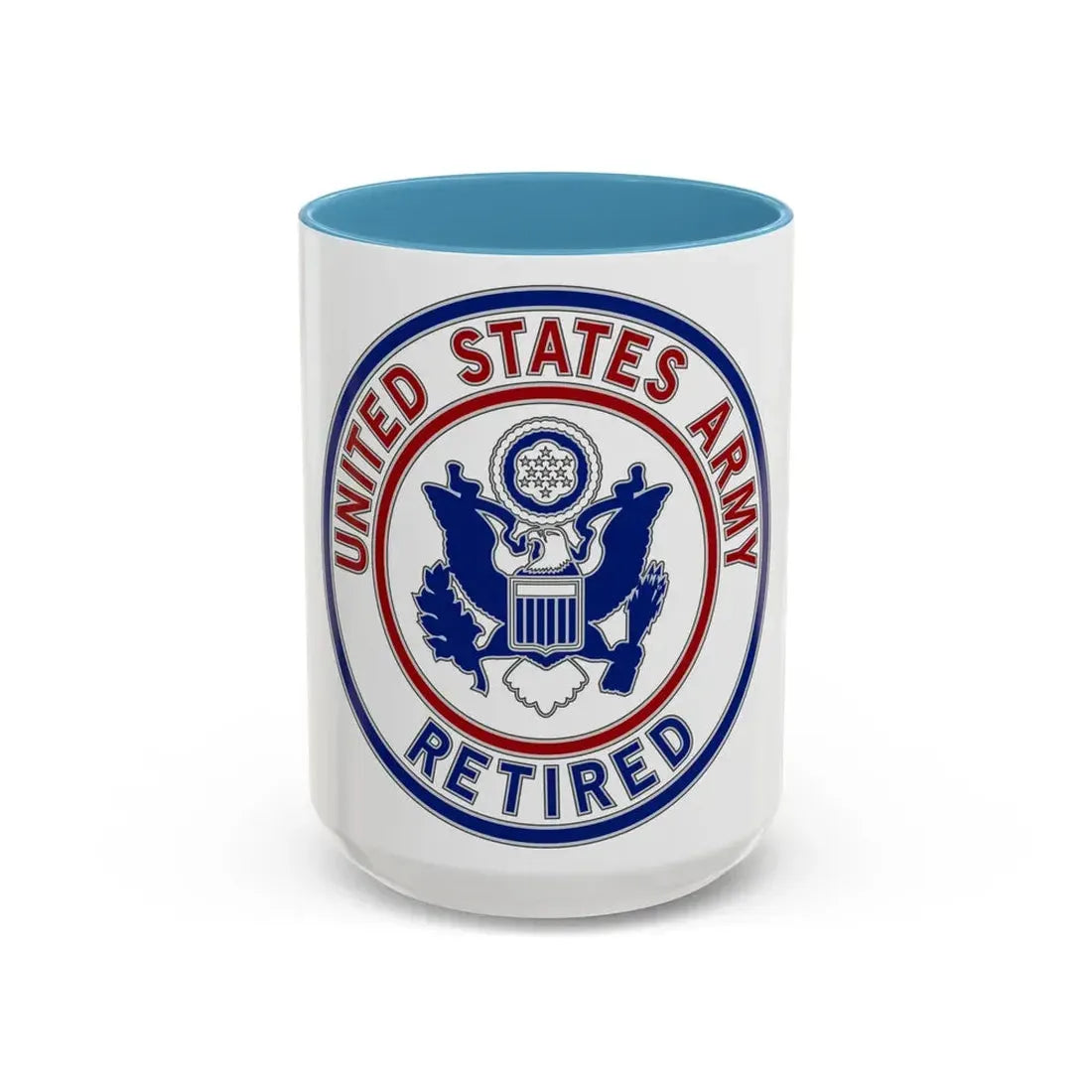 Retired Service Identification Badge 2 (U.S. Army) Accent Coffee Mug 15oz Light Blue - Go Mug Yourself
