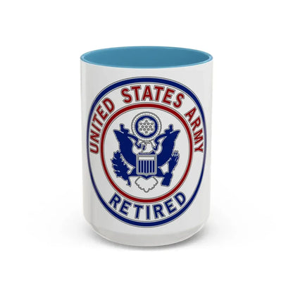 Retired Service Identification Badge 2 (U.S. Army) Accent Coffee Mug 15oz Light Blue - Go Mug Yourself