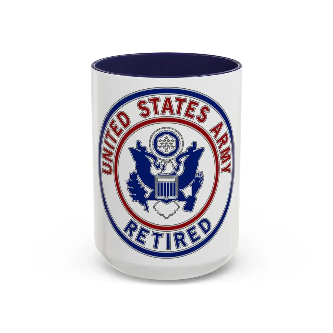 Retired Service Identification Badge 2 (U.S. Army) Accent Coffee Mug 15oz Navy - Go Mug Yourself